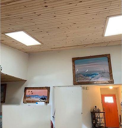 Skylights and plank ceiling