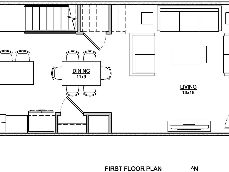 first floor plan w/ powder bath
