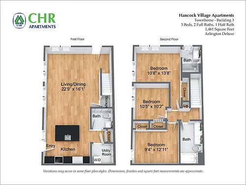 Floor plan 3 Bed/2.5 Bath Townhome - The Adams