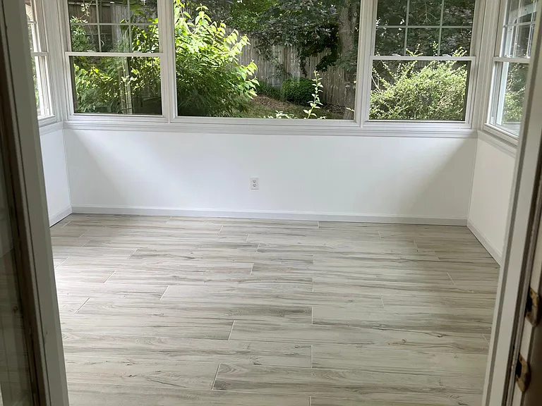 Sunroom with new flooring