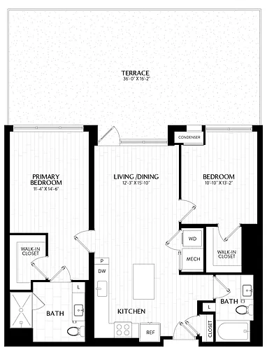 Floor plan 2 Bed/2 Bath-B2M6b