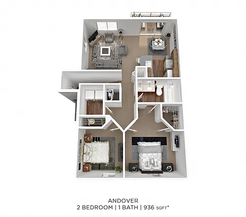 Floor plan Two Bedroom - 936 sqft