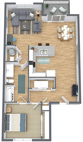 Floor plan Flat 1 Bedroom 1 Bathroom