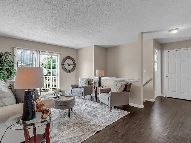 Living Room with Plank Flooring