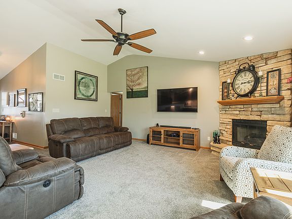Living Room, stone fireplace