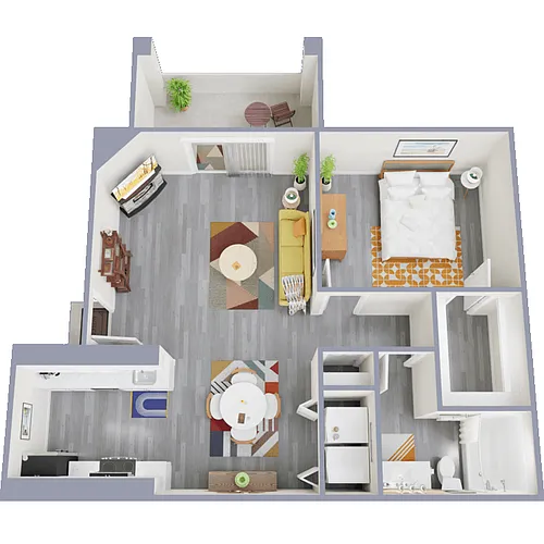 Floor plan One Bedroom, One Bath