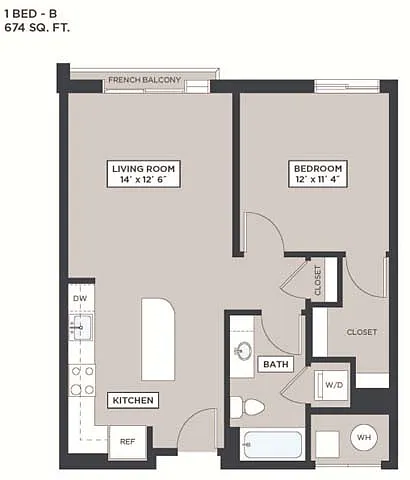 Floor plan 1 Bed - B