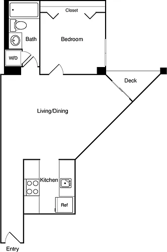 Floor plan 1 Bed 418 SW
