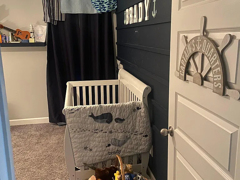 Middle room entry; shiplap wall