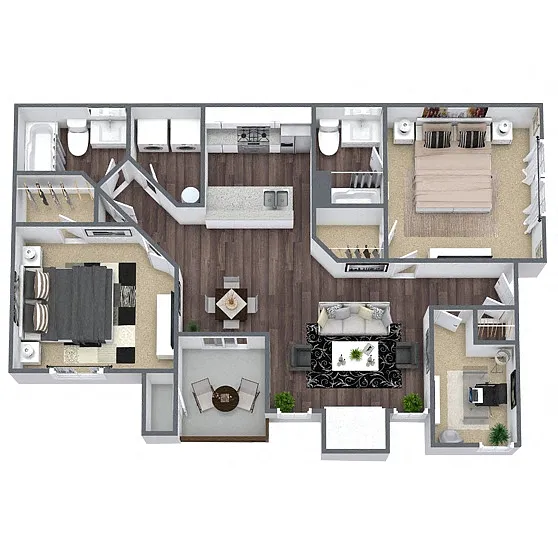 Floor plan B2: 2 Bed 2 Bath