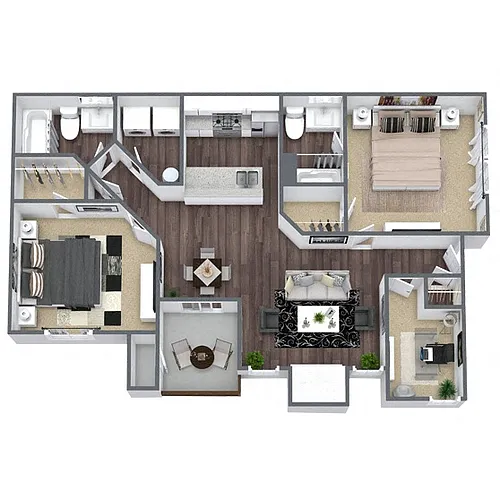 Floor plan B2: 2 Bed 2 Bath