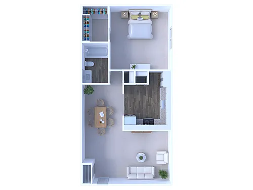Floor plan Logan Street 1 Bedroom/1 Bathroom