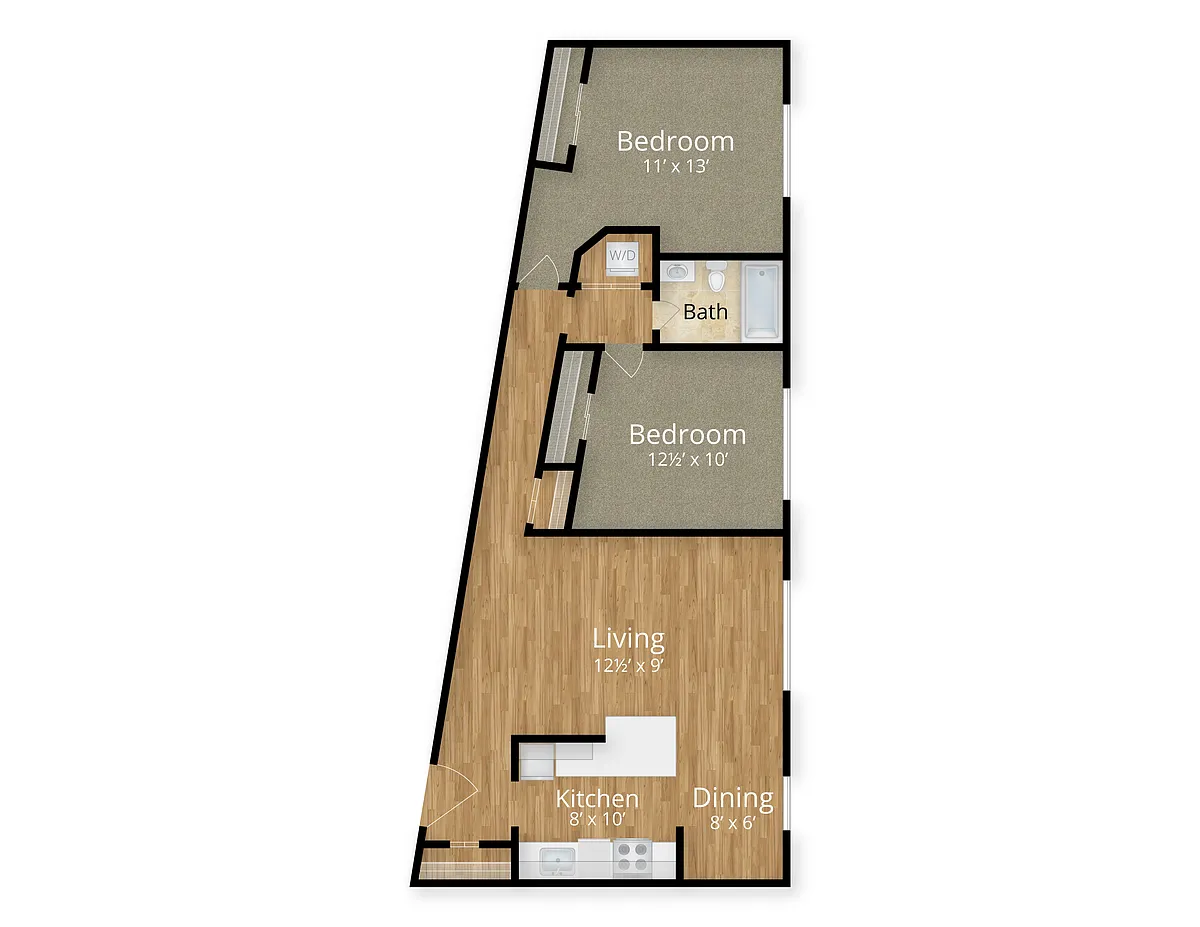 Floor plan 2 Bed x 1 Bath 2