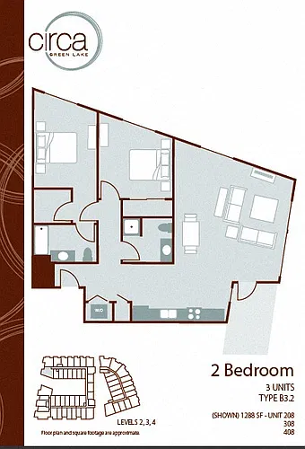 Floor plan 2 Bedroom 2 Bath - B3.2