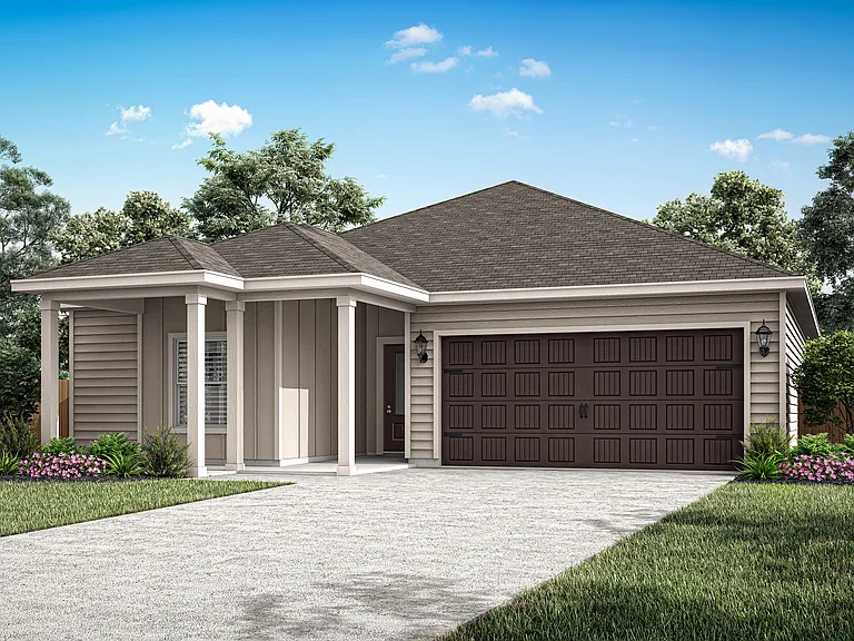 The Sage is a beautiful one-story home with an extended front porch.
