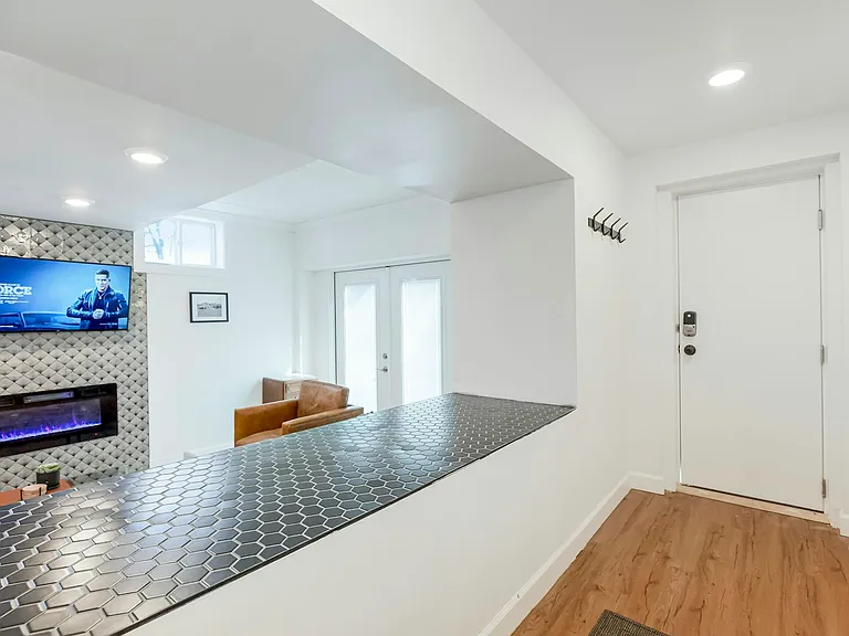 The electric fireplace is the perfect cozy space