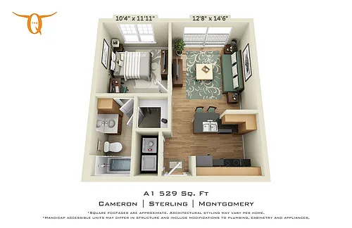 Floor plan 1 Bedroom (Price Per Bed)