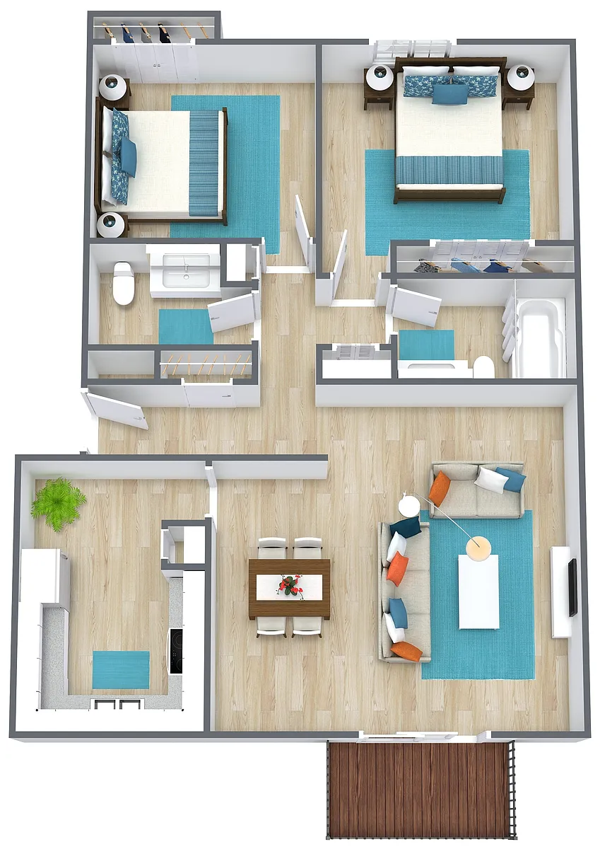 Floor plan 2 Bedroom 1.5 Bathroom
