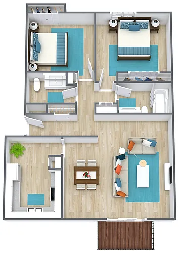 Floor plan 2 Bedroom 1.5 Bathroom