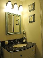 Marble vanity in half bath