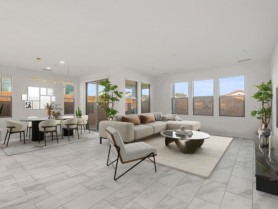 Great room dining combo has been virtually staged
