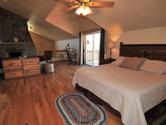 upstairs fireplace & balcony