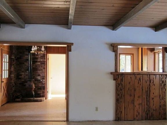 Woodstove in dining area