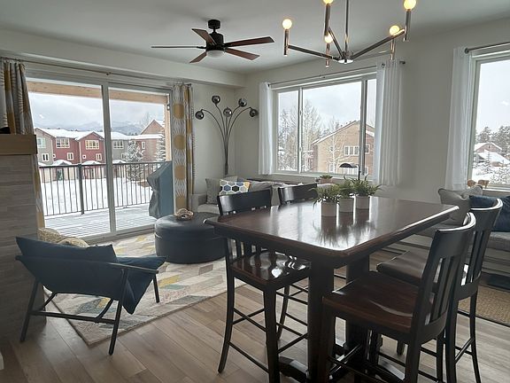 View from kitchen into dining and living areas