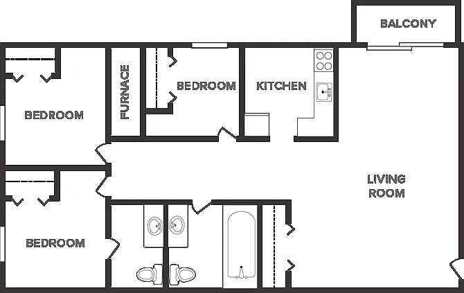 Floor plan 3 Bedroom 1.5 Bathroom