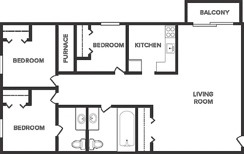 Floor plan 3 Bedroom 1.5 Bathroom
