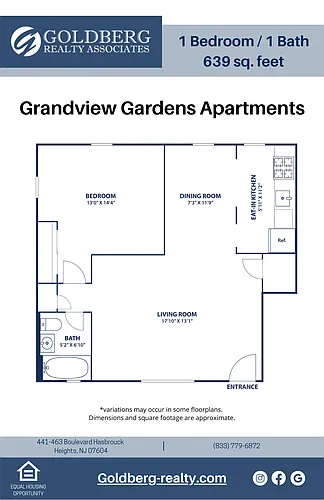 Floor plan One Bedroom 1 bath