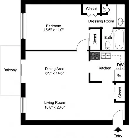 One bedroom floor plan One bedroom floor plan