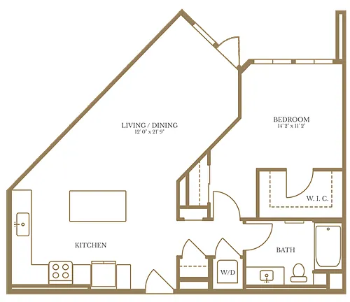 Floor plan 1 Bed/1 Bath-5A