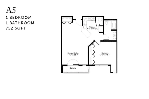 Floor plan A5 One Bedroom Renovated