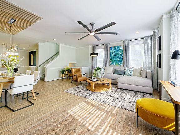The living room in the Glendale townhome at Lakeside at Trappe.