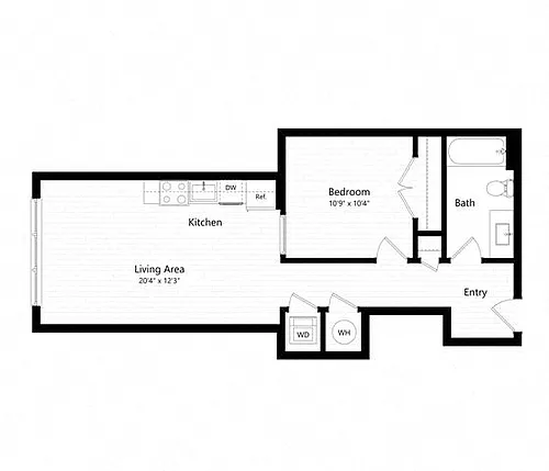 Floor plan 1 Bed - 1 Bath | aj4 - Judd