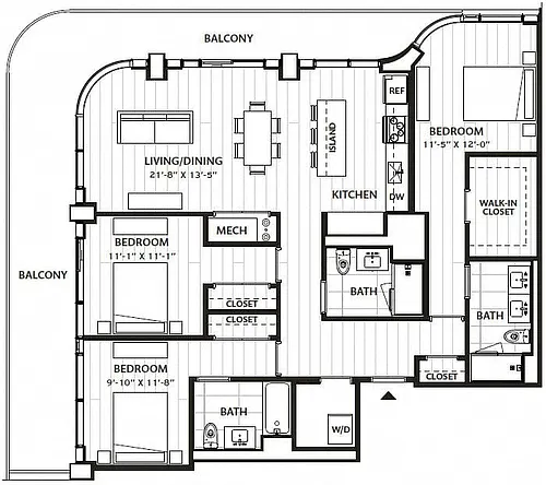 Floor plan 3 Bed/3 Bath-C1