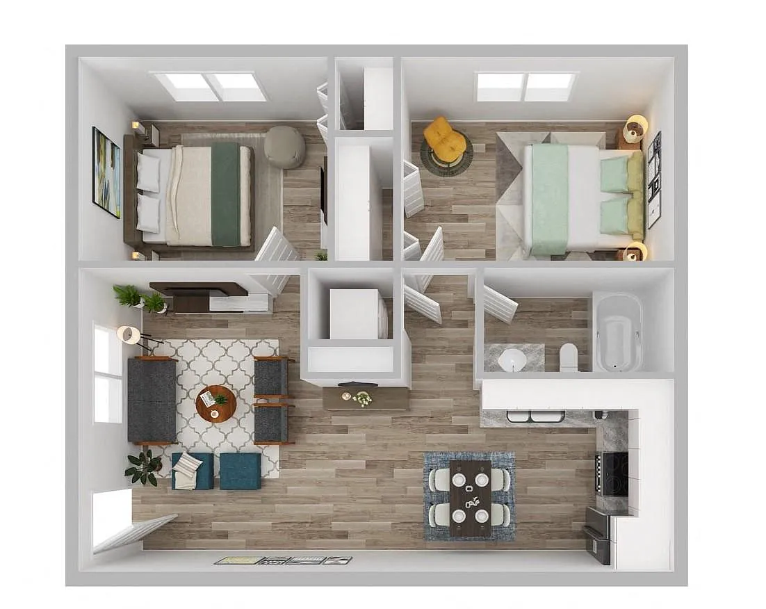 Floor plan 2 Bedrooms, 1 Bathroom Casitas
