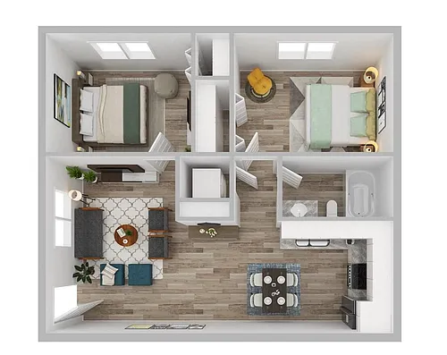 Floor plan 2 Bedrooms, 1 Bathroom Casitas