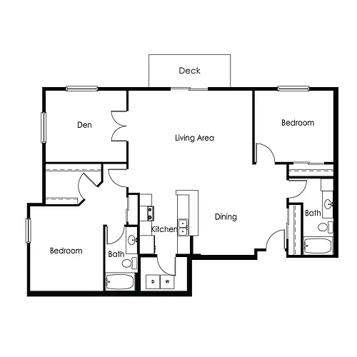Floor plan 2 Bed 2 Bath | Den