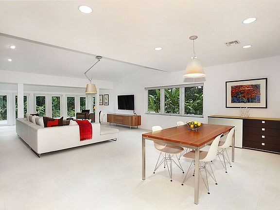 Living and dining areas