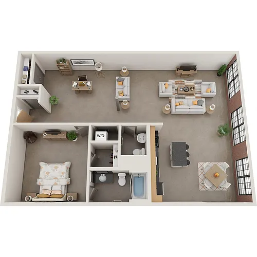 Floor plan 1 Bed 1.5 Bath