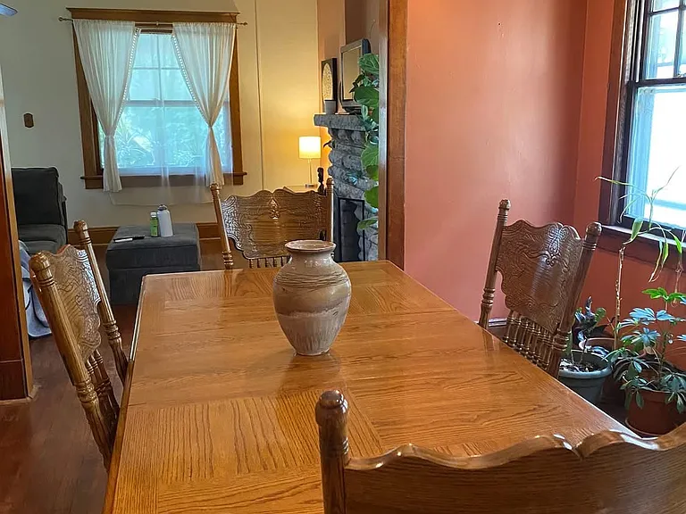 Formal dining room, leading into the living room