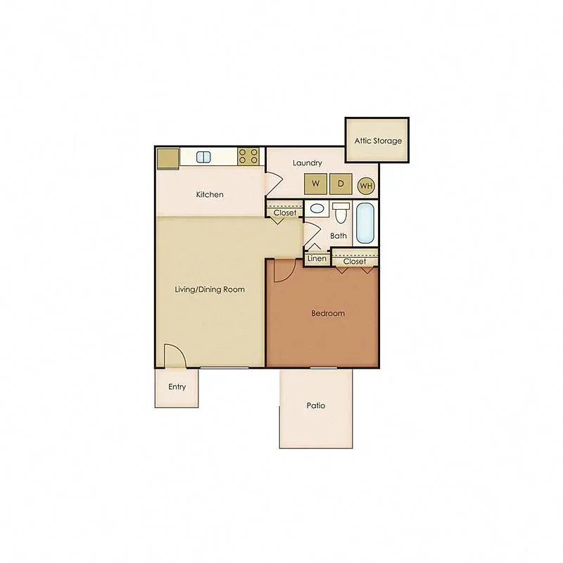 Floor plan One Bedroom, One Bathroom (Renovated)