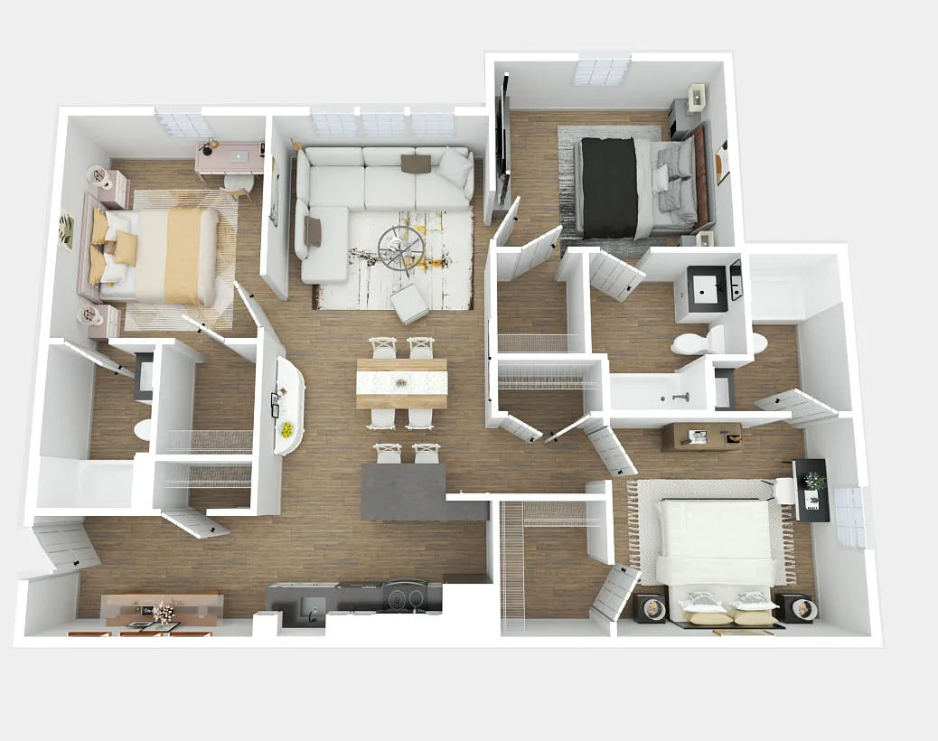 Floor plan Renovated 3 bedroom 3 bathroom unit