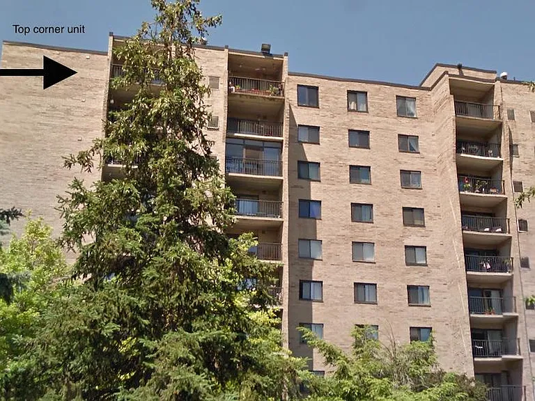 Building exterior, top corner unit
