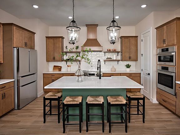 Kitchen with pendant lighting