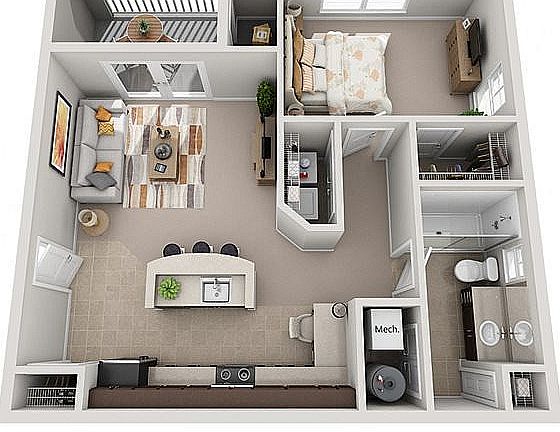 The Hickory - One Bedroom One Bath The Hickory - One Bedroom One Bath