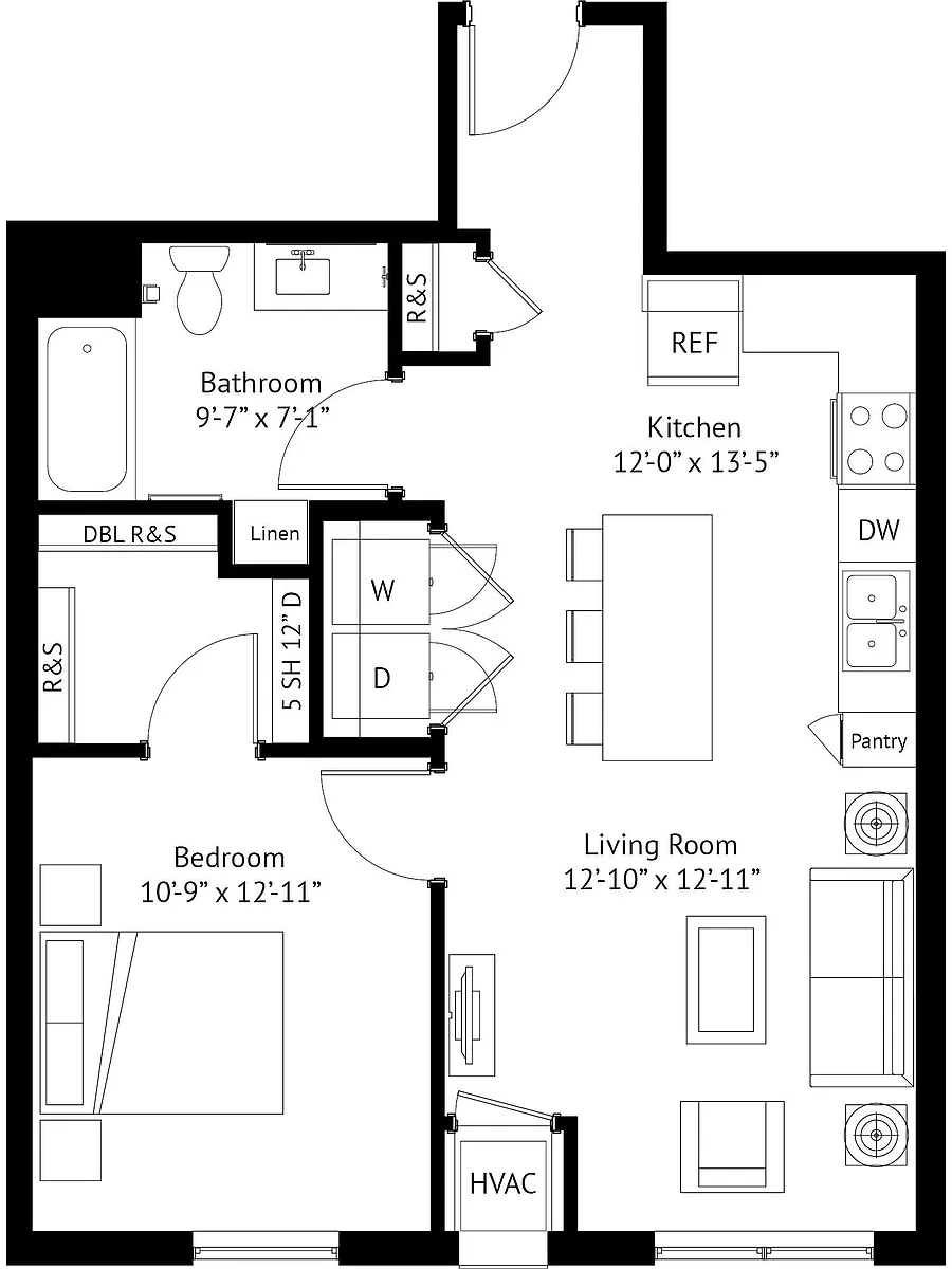 Floor plan 1 Bedroom-B5