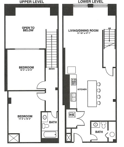 Floor plan Two Bed-One and One Half Bath